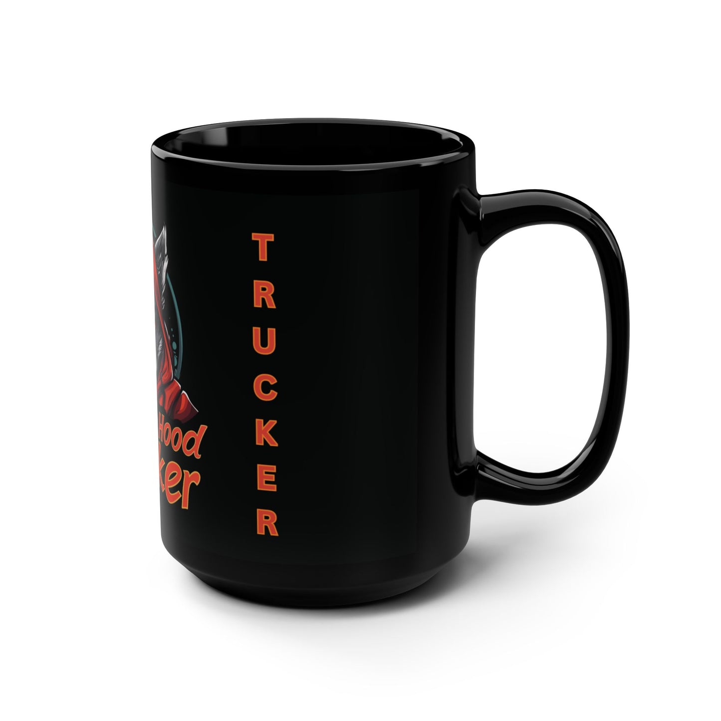 Cool Trucker Mug, The Hood Trucker Coffee Cup, Gift for Truck Drivers, Funny Travel Mug, 15 oz Black Ceramic