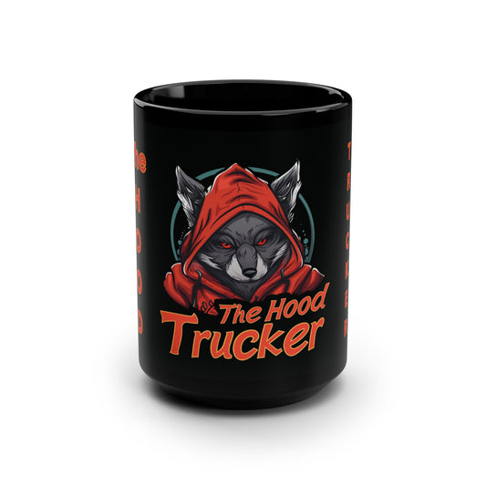 Cool Trucker Mug, The Hood Trucker Coffee Cup, Gift for Truck Drivers, Funny Travel Mug, 15 oz Black Ceramic